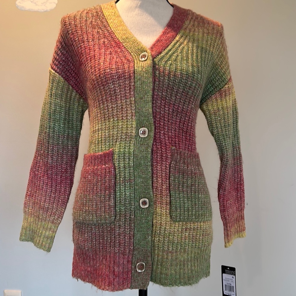 Colorful Pocketed Cardigan